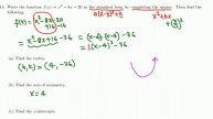 Finding vertex, axis etc of a parabola (college algebra)