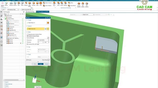 Siemens NX Modeling tutorials #16 | How to use Rib command