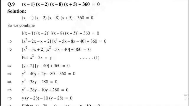 Solve the equation (x-1)(x-2)(x-8)(x+5) + 360 = 0