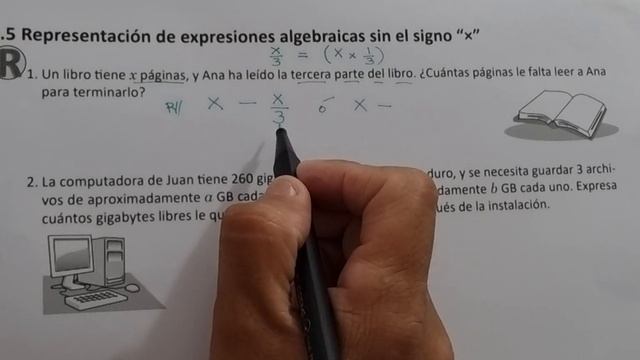 1.5 Representación de expresiones algebraicas sin el signo "x" (Cuaderno de ejercicio Recuerda)