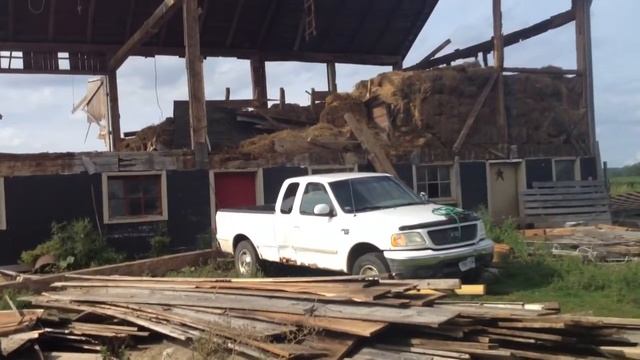 Red neck barn demolition in Perkinsfield Ontario