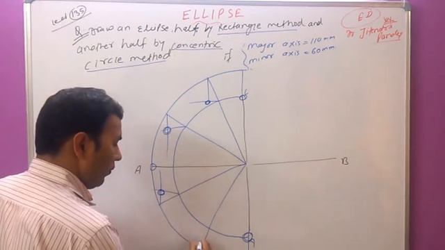 35(3)-Construction of Semi Ellipse #engineeringdrawing #ellipse #conicsection #ellipse #constructio