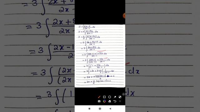 How to evaluate integration (6x+8) /(2x-1) dx