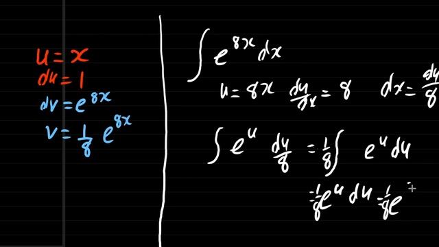 Integration by Parts e^8x dx
