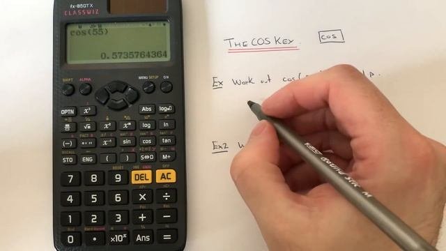 Using The Cos Key On A Casio Classwiz Fx 85GTX Calculator To Work Out Exact Answer
