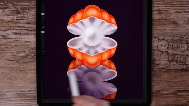 How to Draw a Pearl & Shell Using Mirror Drawing (Symmetry Tool) in Procreate