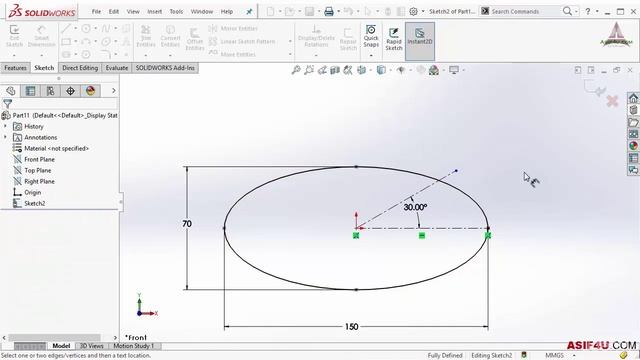 004 Partial ellipse in solidworks
