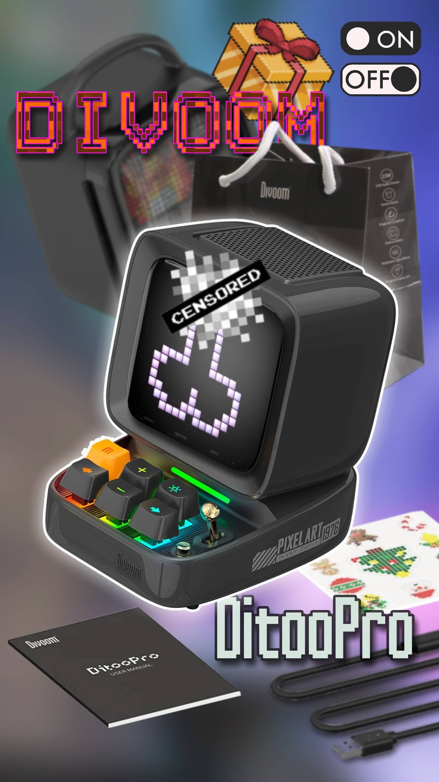 Divoom DitooPro  PixelArt  8-bit digit 1976 | Портативный компьютер колонка + ASMR Unboxing