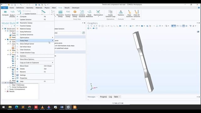 COMSOL Tutorial 10 | Tensile and Compression Test Simulation | Dog-bone-shaped simulation in COMSOL