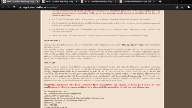 NIT ROURKELA Summer Internship Programme 2023 I SIP 2023 I