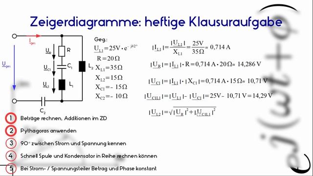 Grundlagen der Elektrotechnik - Zeigerdiagramme - Beispiel Klausuraufgabe