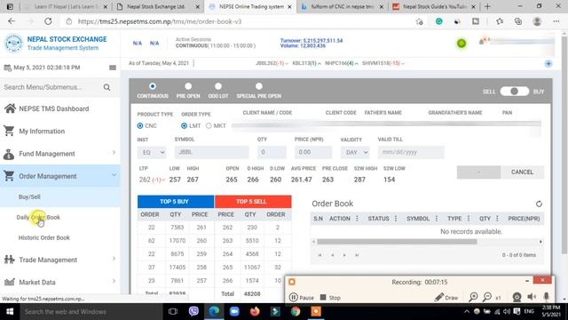 TMS Stock Buy and sell order management | Nepal share market