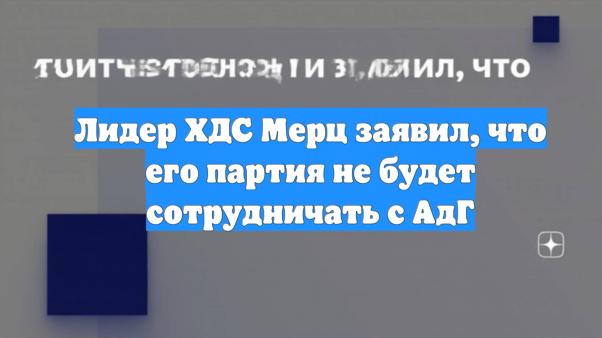 Лидер ХДС Мерц заявил, что его партия не будет сотрудничать с АдГ