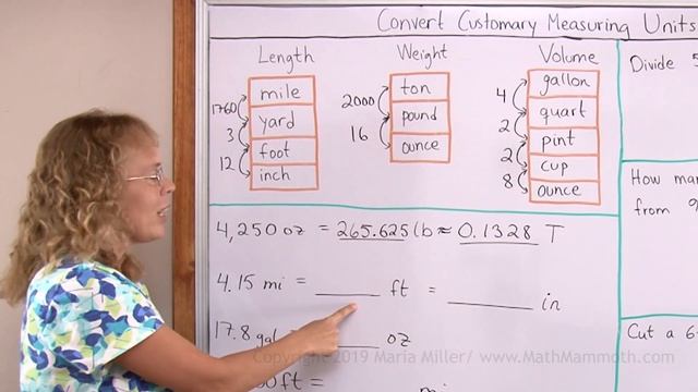 Convert customary units - weight, length, capacity (6th grade math)