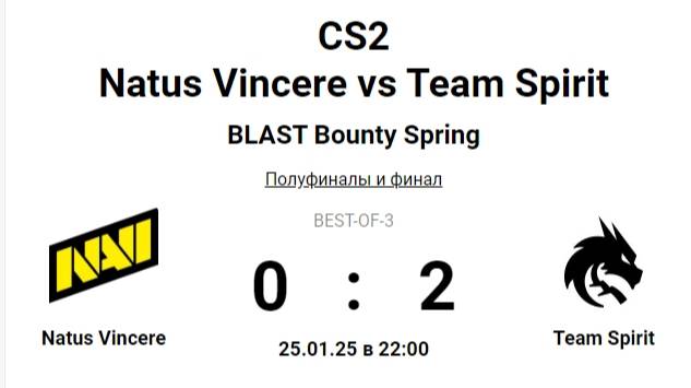 CS2 Natus Vincere vs Team Spirit BLAST Bounty Spring