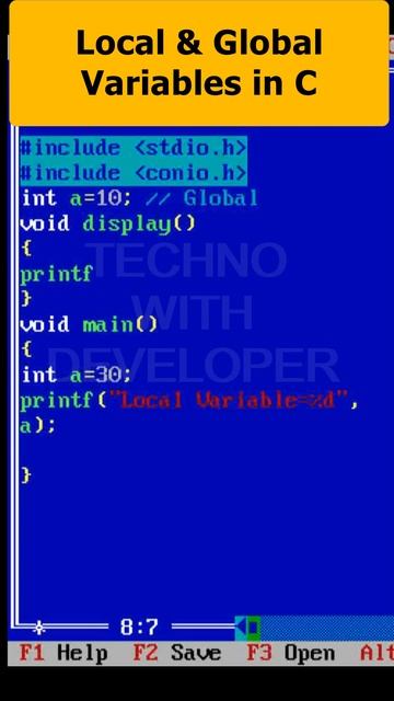 "Local and Global variables in C" Part 126 | C Programming #ytshorts #youtubeshorts