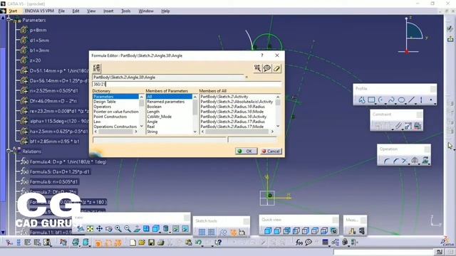 How to make Sprocket CAD model Using Formula and Parameters in CATIA V5 | #cadguruji