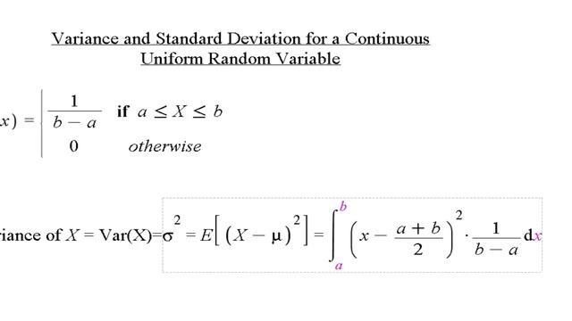 Variance and Standard Deviation: Continuous Uniform