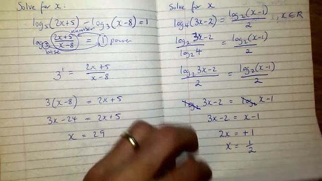 Logarithms Solving for x: More advanced examples