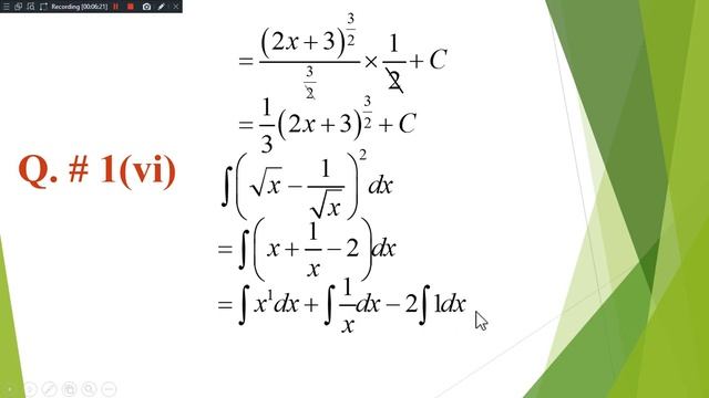 Integration Lecture # 2  FSc Second Book CH # 3 Ex # 3 2