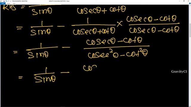 Q142 | Prove That 1 By Cosec Theta - Cot Theta - 1 By Sin Theta | 1 By Sin Theta - Cosec Theta - Co
