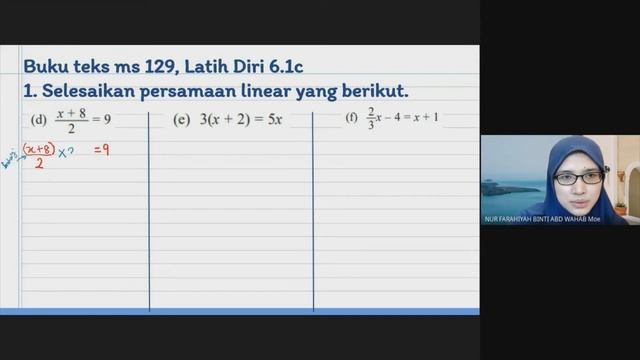 BAB 6:PERSAMAAN LINEAR [6.1.3] [APLIKASI KONSEP KESAMAAN]