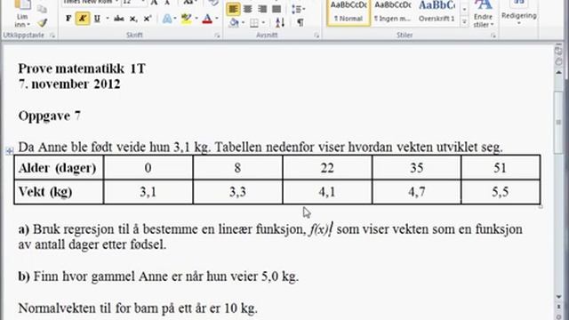 Løsning oppgave 7 prøve 7 november matematikk 1T