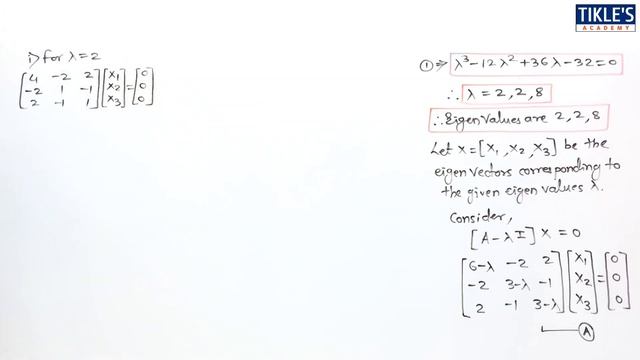 EIGEN VALUES AND EIGEN VECTORS IN HINDI SOLVED PROBLEM 7 IN MATRICES @TIKLESACADEMY