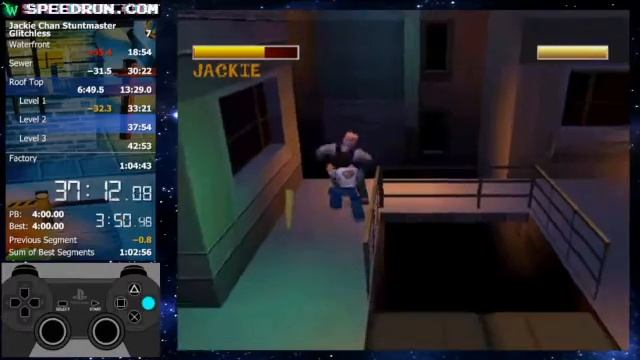 [WR] Speedrun (12:20.500) Jackie Chan Stuntmaster - Roof Top - PS emu