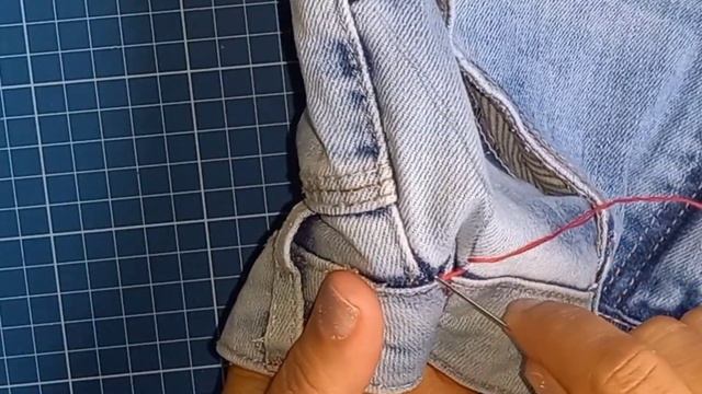 🧵COMO APERTAR CALÇA JEANS NO CÓS SEM MÁQUINA. COMO FAZER PENCE EM CALÇA JEANS (COSTURA À MÃO)