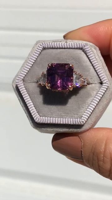 Asscher Cut Tourmaline and Diamond Custom Ring