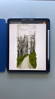Watercolor painting a forest path on the iPad! #ipadart #shorts #modernart #illustrator