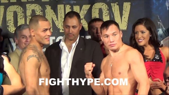 PUMPED UP RUSLAN PROVODNIKOV GOES FACE TO FACE WITH MIKE ALVARADO AT WEIGH-IN