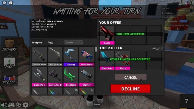 Trading Laser For Shark And Blue Seer! (Murder Mystery 2)