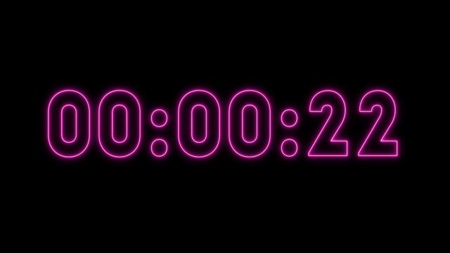 Violet neon timer 1 minute (countdown)