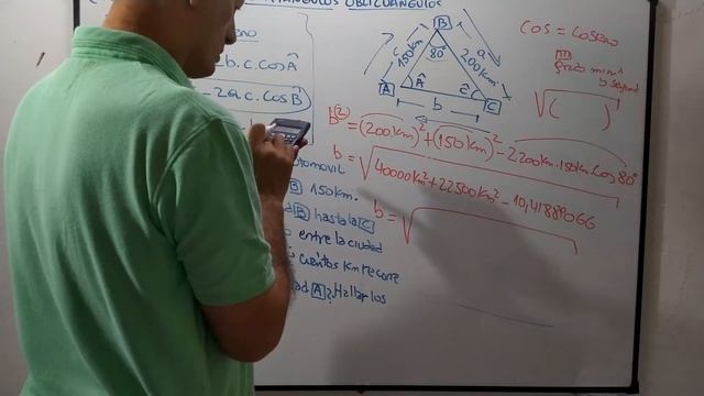 Resolucion de Triangulos Oblicuangulos. Teorema del Coseno. #2.