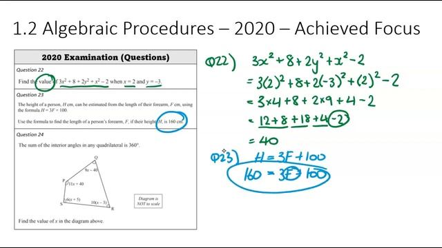 1.2 Algebra MCAT (AS91027) - 2020 (Day 1) - Achieved only