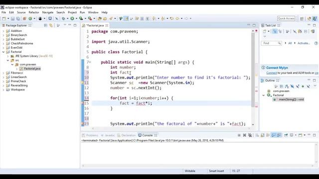 Factorial Program in Java in Hindi