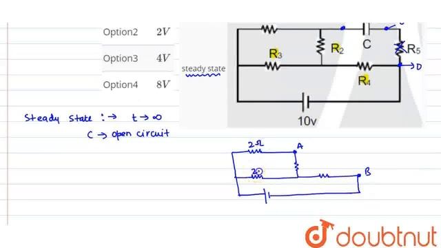R1 = R2 = R3 = R4 = 2ohm. Find voltage across capacitor at steady state  | CLASS 12 | JEE MAIN |...