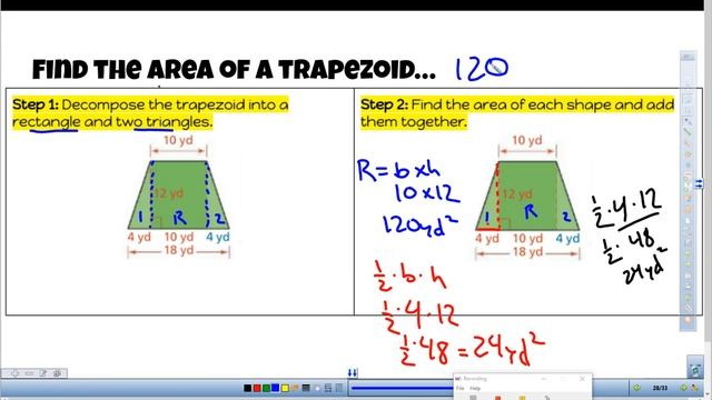 Lesson 7-3 (6th): Find Area of Trapezoids and Kites