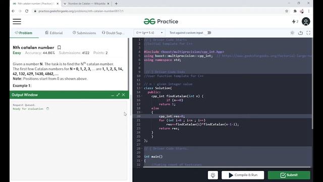 Catalan Number - Dynamic programming