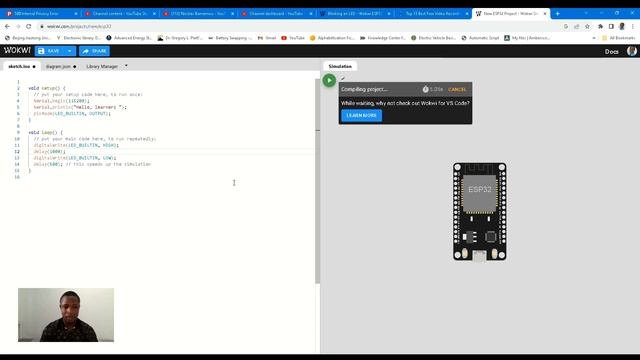 ESP32 LED blink in Wokwi