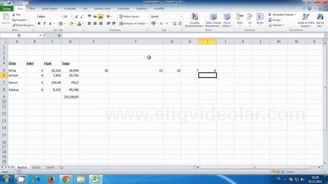 16  Excel 2010 Matematik ve Trigonometri Fonksiyonlari BÖLÜM