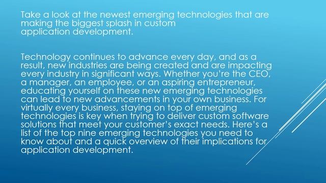 Application Development and Emerging Technologies (Module 1: Discussion Segment 1)
