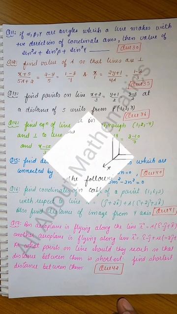 Important Questions 3D Geometry Chapter 11 Class 12 #maths #shorts @allaboutmathematics