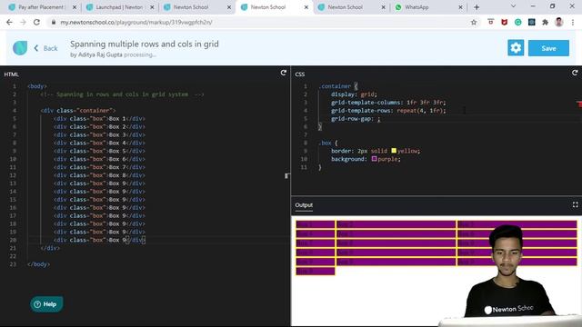 CSS: Spanning Rows & Columns in Grid System | Web Development | Newton School
