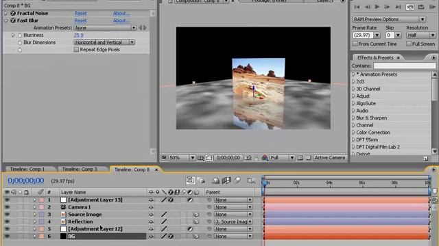 After effects урок 23 3D Отражение поверхности (Andrew Kramer)