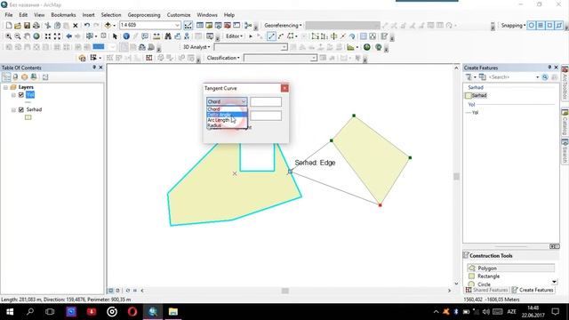 22. Arcgis - çəkim zamaznı sağ düymə menyusu, koordinat ilə çəkim