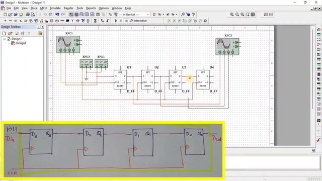 SISO Shift Register using Multisim Software