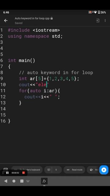 auto keyword in for Loop in C++ #programming #shorts #youtube #forloop